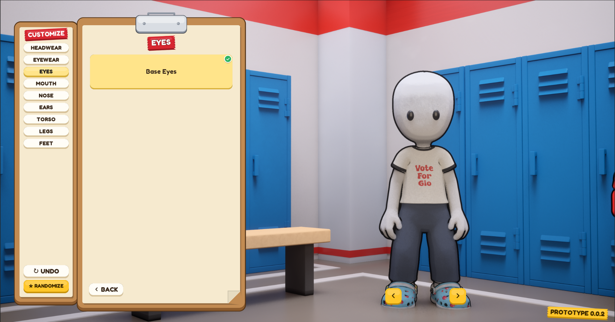 Oddball Dodgeball character customization screen
